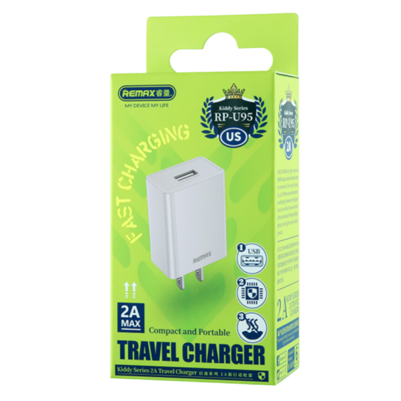 Adaptateur Secteur Chargeur 12W 5V/2.4A REMAX Kiddy Series RP-U95 - EU - Blanc — REMAX · Smarty Paris 18e